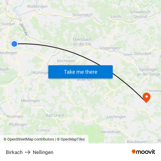 Birkach to Nellingen map