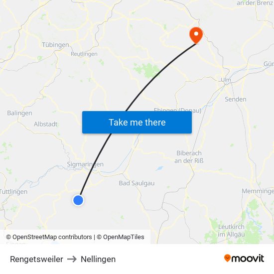 Rengetsweiler to Nellingen map