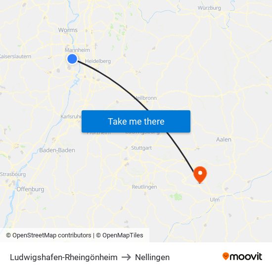 Ludwigshafen-Rheingönheim to Nellingen map