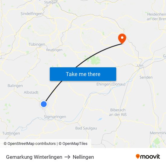 Gemarkung Winterlingen to Nellingen map