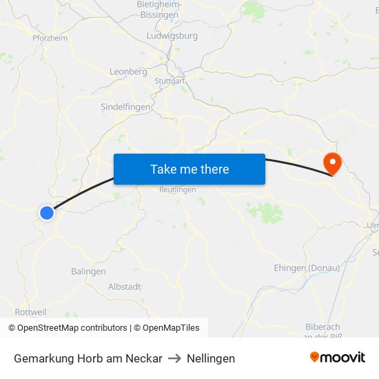 Gemarkung Horb am Neckar to Nellingen map