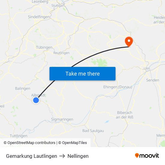 Gemarkung Lautlingen to Nellingen map
