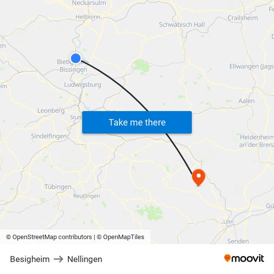 Besigheim to Nellingen map