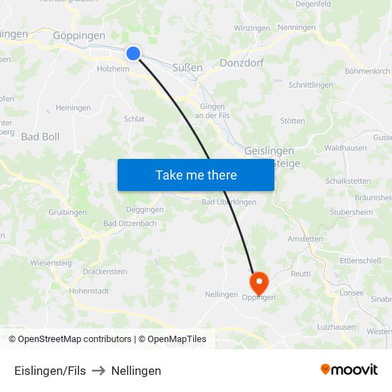 Eislingen/Fils to Nellingen map