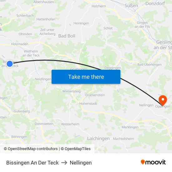 Bissingen An Der Teck to Nellingen map