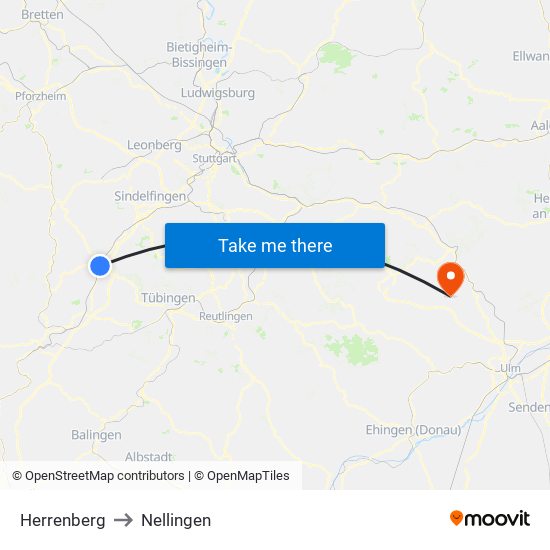 Herrenberg to Nellingen map