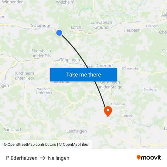 Plüderhausen to Nellingen map