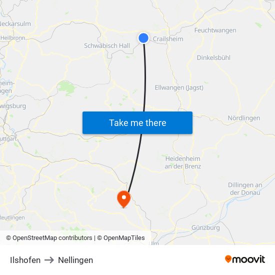 Ilshofen to Nellingen map