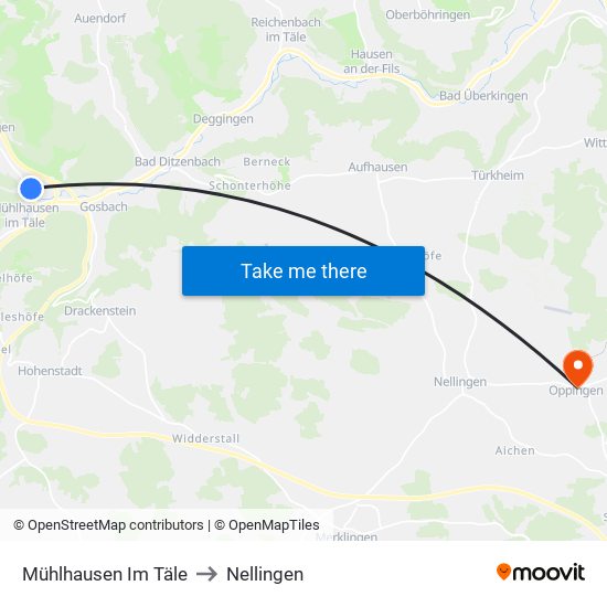 Mühlhausen Im Täle to Nellingen map