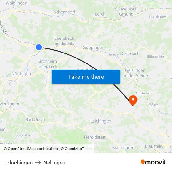 Plochingen to Nellingen map