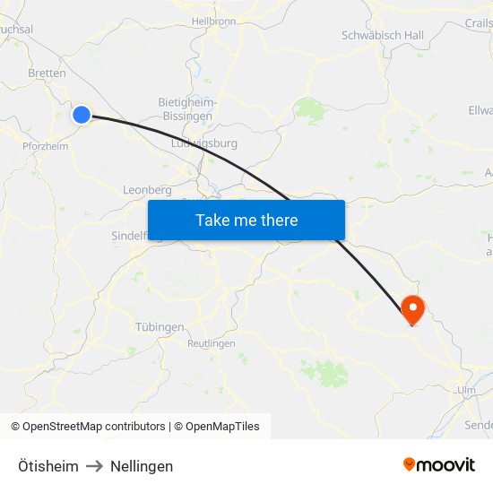 Ötisheim to Nellingen map