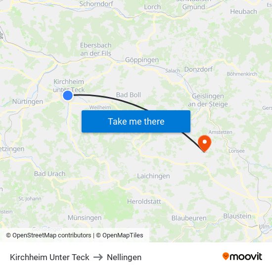 Kirchheim Unter Teck to Nellingen map