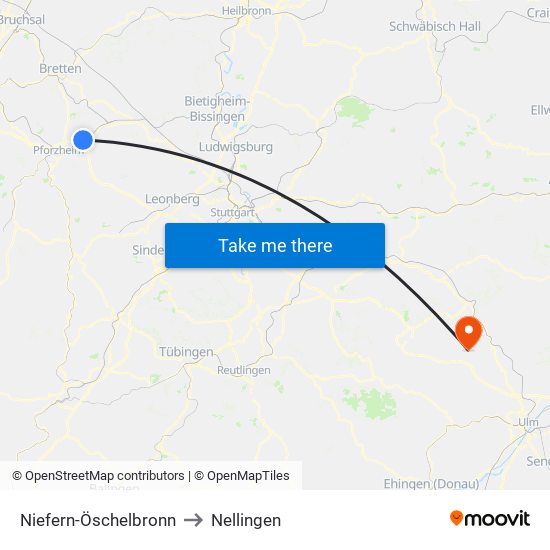 Niefern-Öschelbronn to Nellingen map