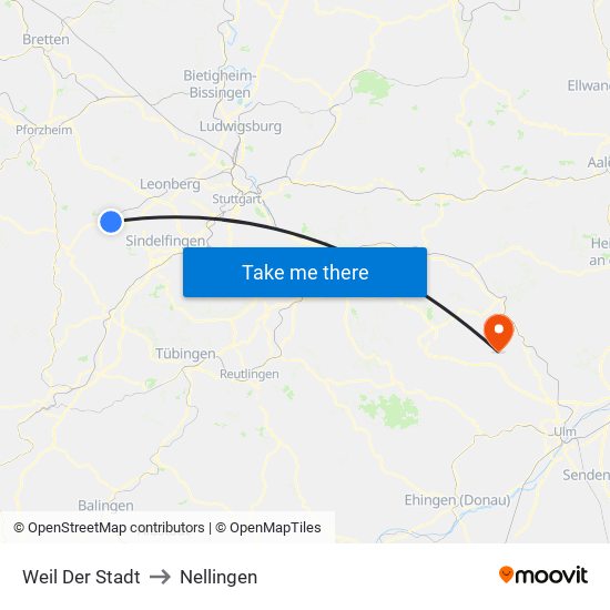 Weil Der Stadt to Nellingen map