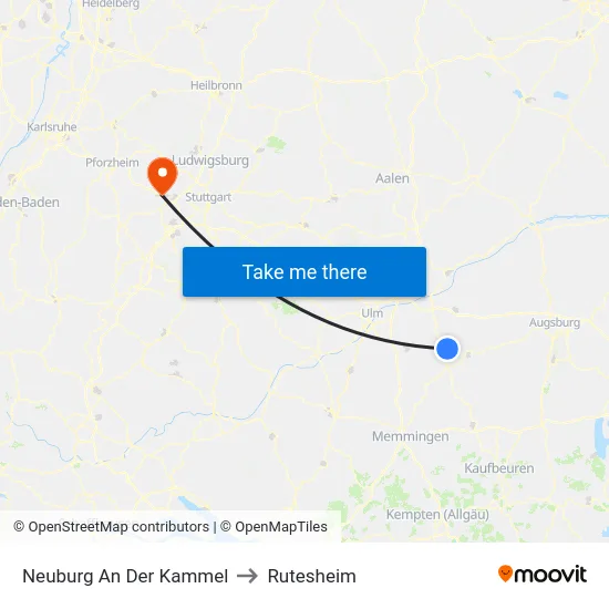 Neuburg An Der Kammel to Rutesheim map
