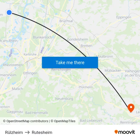 Rülzheim to Rutesheim map