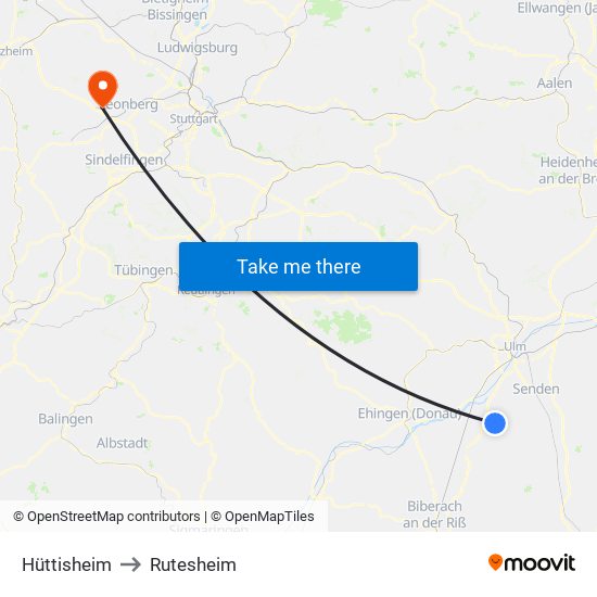 Hüttisheim to Rutesheim map