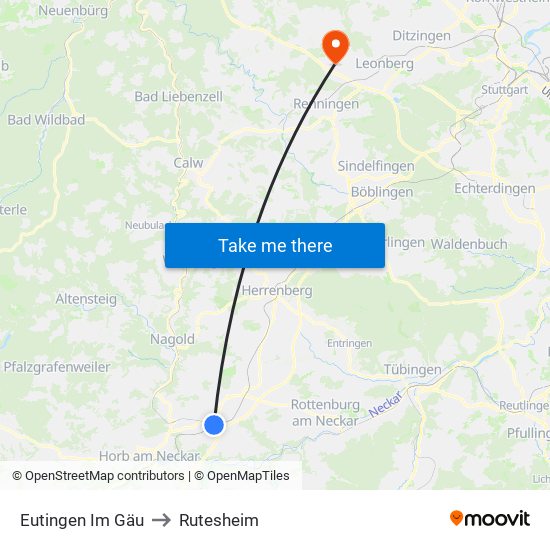 Eutingen Im Gäu to Rutesheim map