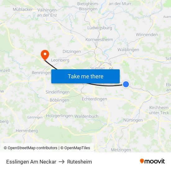 Esslingen Am Neckar to Rutesheim map