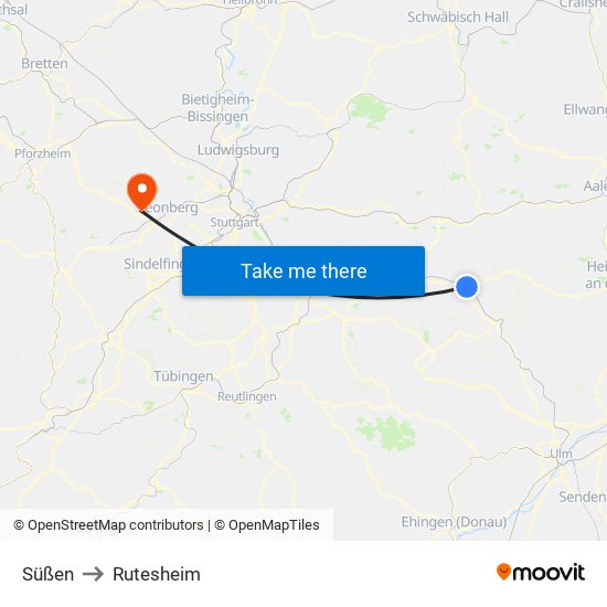 Süßen to Rutesheim map