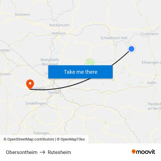 Obersontheim to Rutesheim map