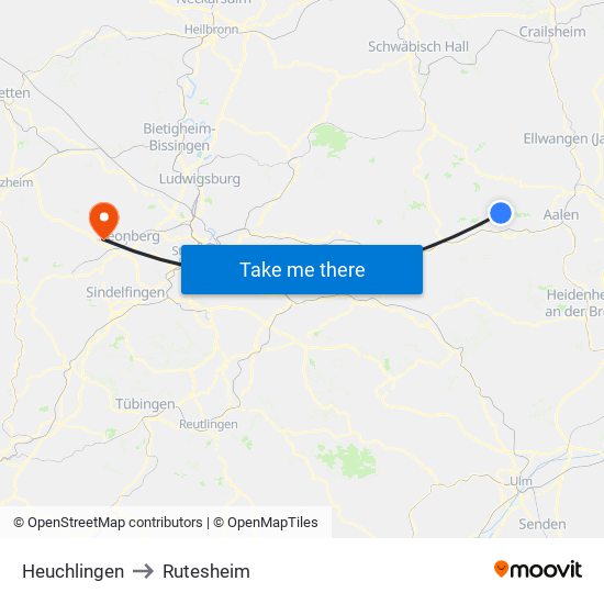 Heuchlingen to Rutesheim map