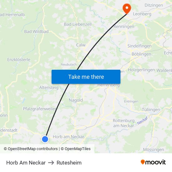 Horb Am Neckar to Rutesheim map