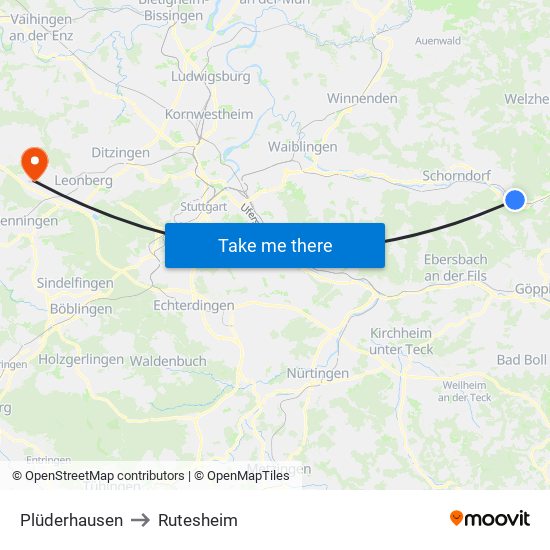 Plüderhausen to Rutesheim map