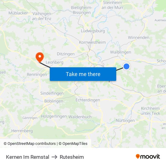 Kernen Im Remstal to Rutesheim map