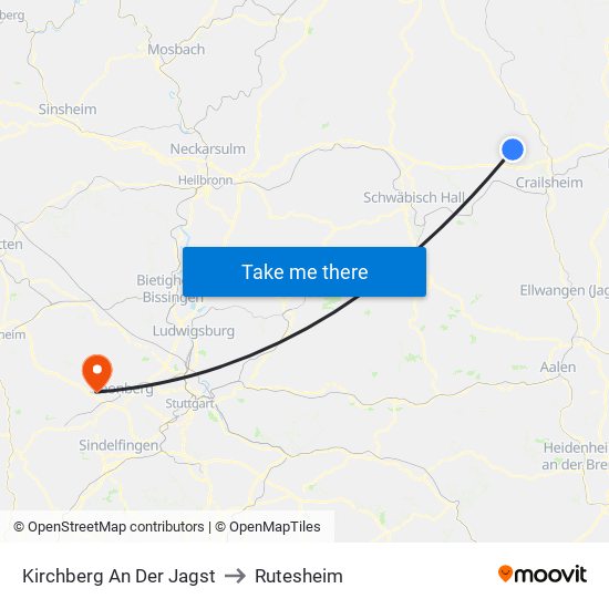 Kirchberg An Der Jagst to Rutesheim map