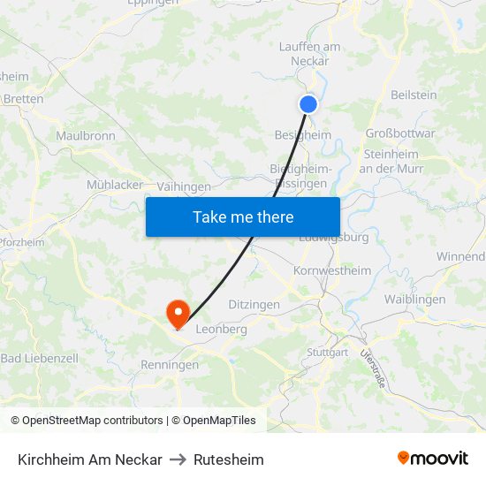 Kirchheim Am Neckar to Rutesheim map