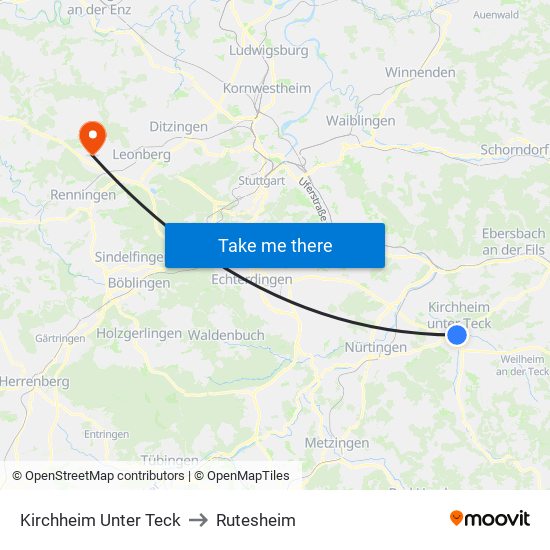 Kirchheim Unter Teck to Rutesheim map