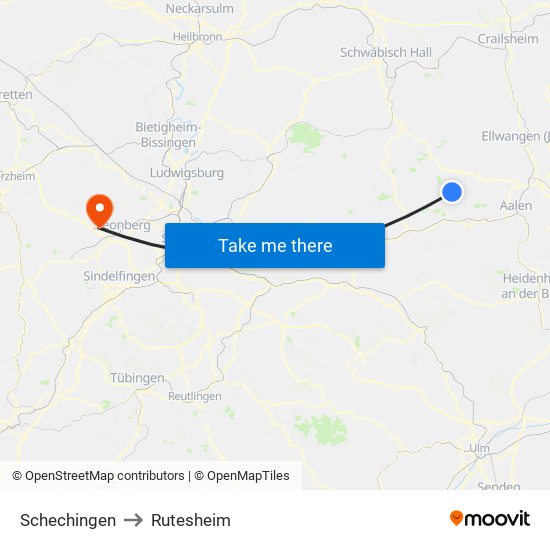 Schechingen to Rutesheim map