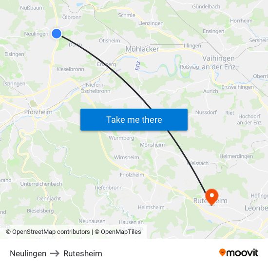 Neulingen to Rutesheim map