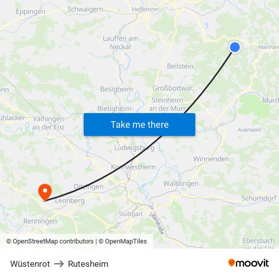 Wüstenrot to Rutesheim map