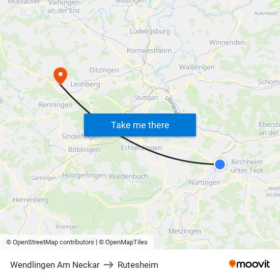 Wendlingen Am Neckar to Rutesheim map