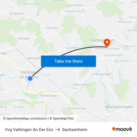 Vvg Vaihingen An Der Enz to Sachsenheim map