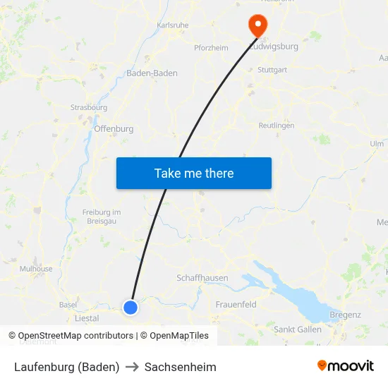 Laufenburg (Baden) to Sachsenheim map