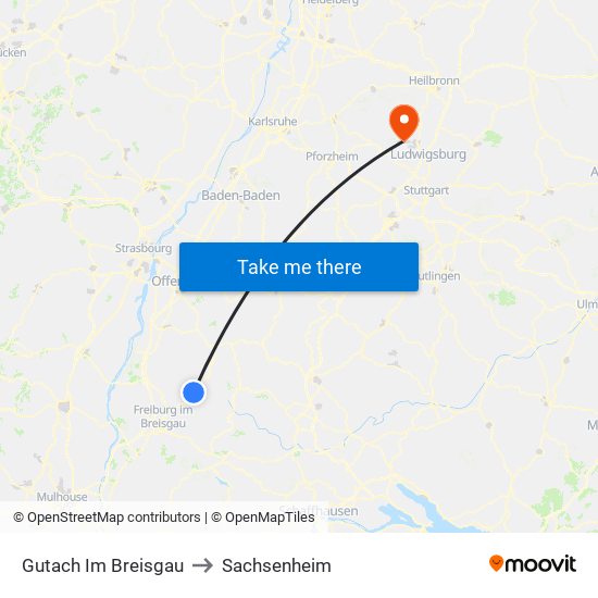 Gutach Im Breisgau to Sachsenheim map