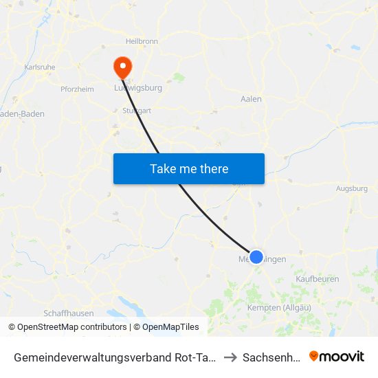 Gemeindeverwaltungsverband Rot-Tannheim to Sachsenheim map