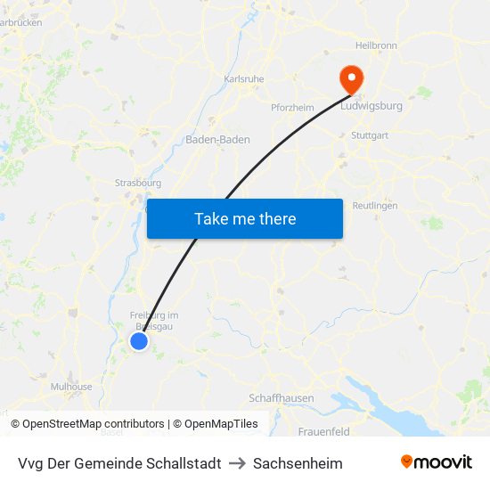 Vvg Der Gemeinde Schallstadt to Sachsenheim map