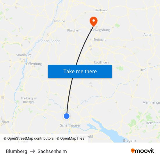 Blumberg to Sachsenheim map