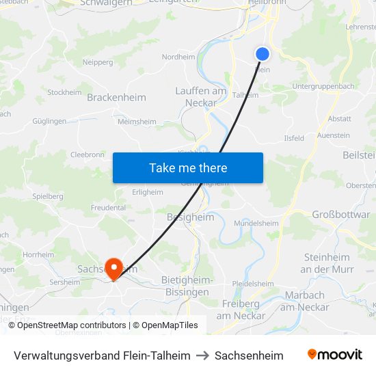 Verwaltungsverband Flein-Talheim to Sachsenheim map