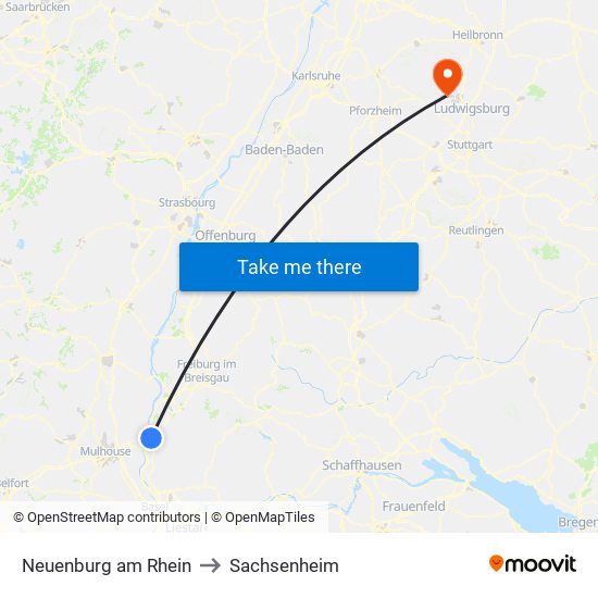 Neuenburg am Rhein to Sachsenheim map
