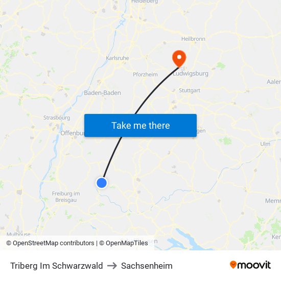 Triberg Im Schwarzwald to Sachsenheim map