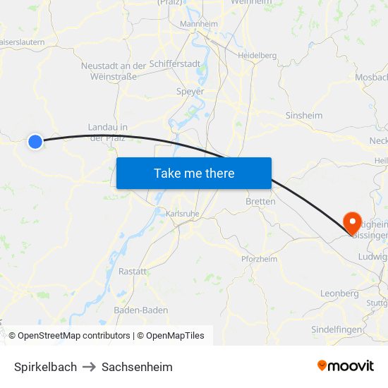 Spirkelbach to Sachsenheim map