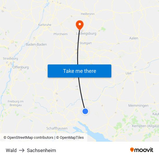 Wald to Sachsenheim map