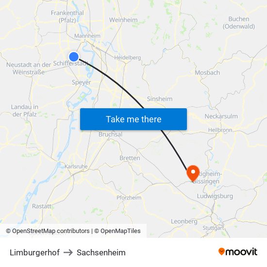 Limburgerhof to Sachsenheim map