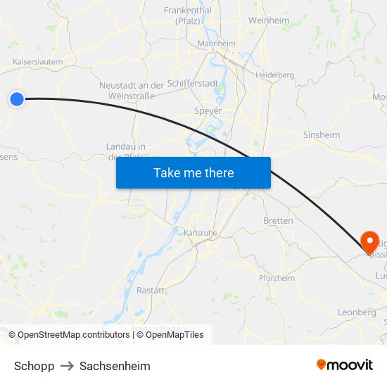 Schopp to Sachsenheim map