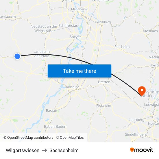 Wilgartswiesen to Sachsenheim map